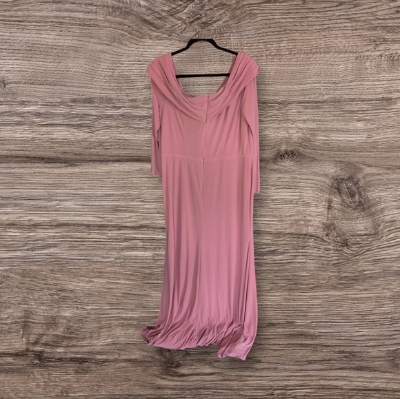 Leena For Mac Duggal Elegant Pink Off-Shoulder Evening Gown - Picture 5 of 6